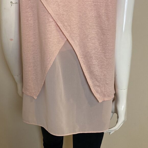 Lucky Brand Top Peachy Pink with cross cross back and chiffon underlining M - Picture 5 of 8